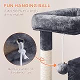 Yaheetech Cat Tree 92cm Multilevel Tower with Double Condo Scratching Ball Dark view 9