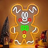 FuugZze Gingerbread Neon Sign Christmas Led Signs for Bedroom Wall Dimmable Gingerbread Neon Light for Bedroom Party Home Christmas Wall Hanging Decor Gift for Children Kids