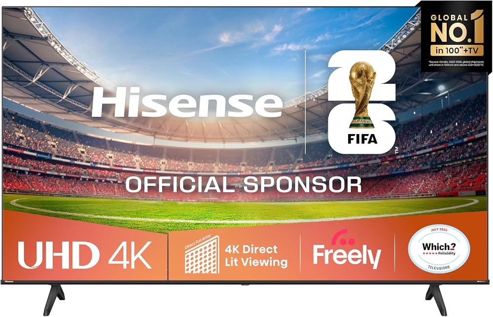 Hisense 65A6QTUK 65 Inch 4K Ultra HD AI TV Hi-View Engine Dolby Vision
