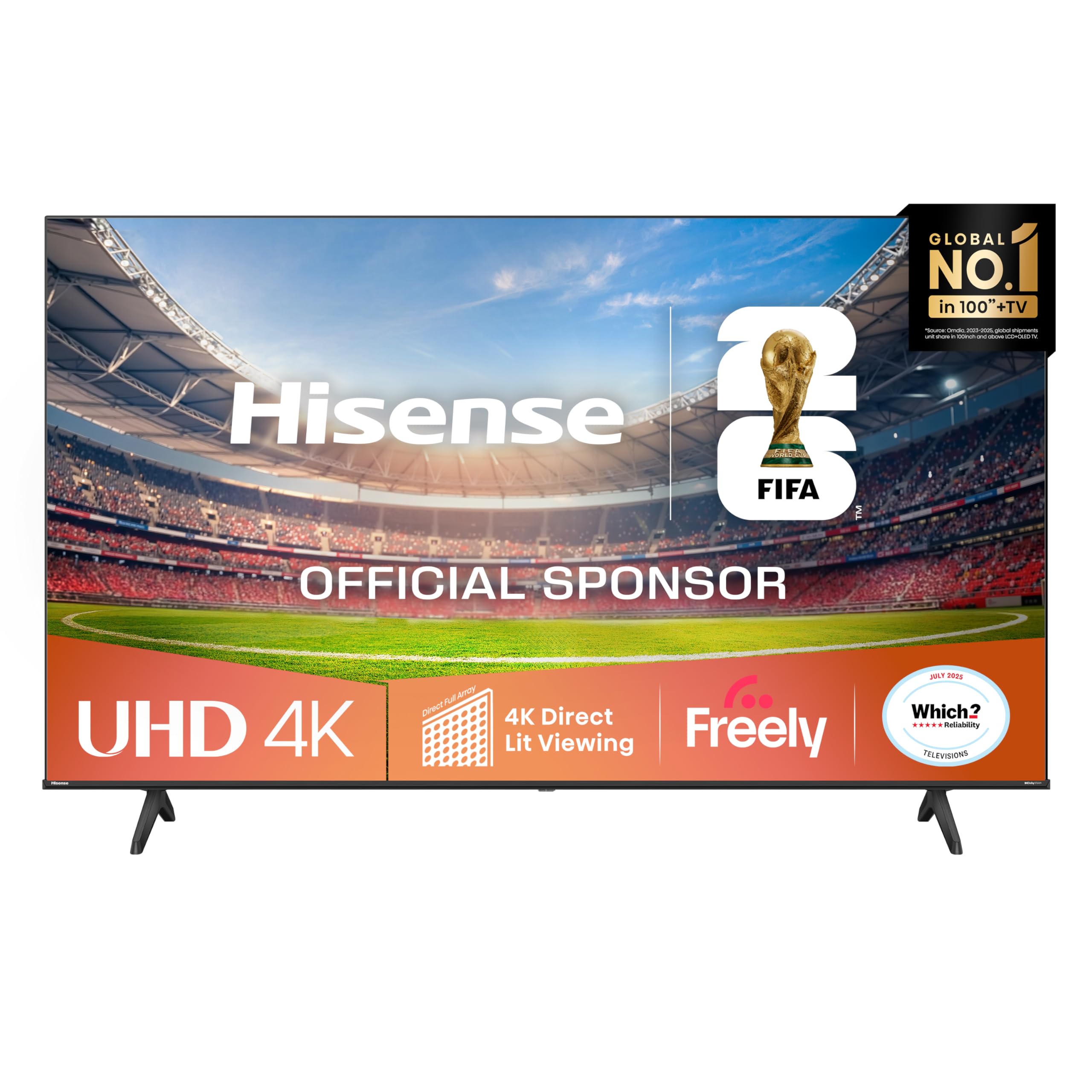 Hisense 43" 43A6QTUK 4K Ultra HD Smart TV AI TV - 4K UHD, Hi-View AI Engine, Precision Colour, AI Smooth Motion, Sports Mode with Freely, Disney +, YouTube, Netflix