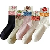 IIG Women's Funny Crew Socks Novelty Cute Patterned Socks 5 Pairs Gifts for Girls