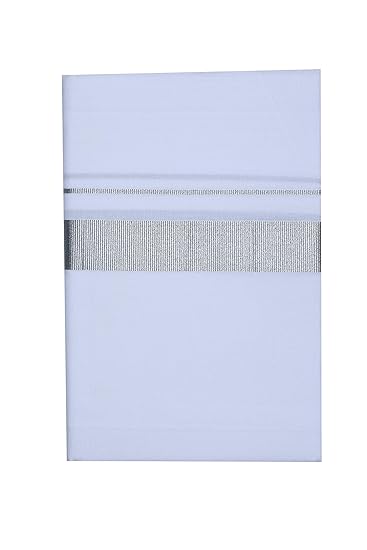 Men's Cotton Double Dhoti, Free Size_104,White and Silver Zari