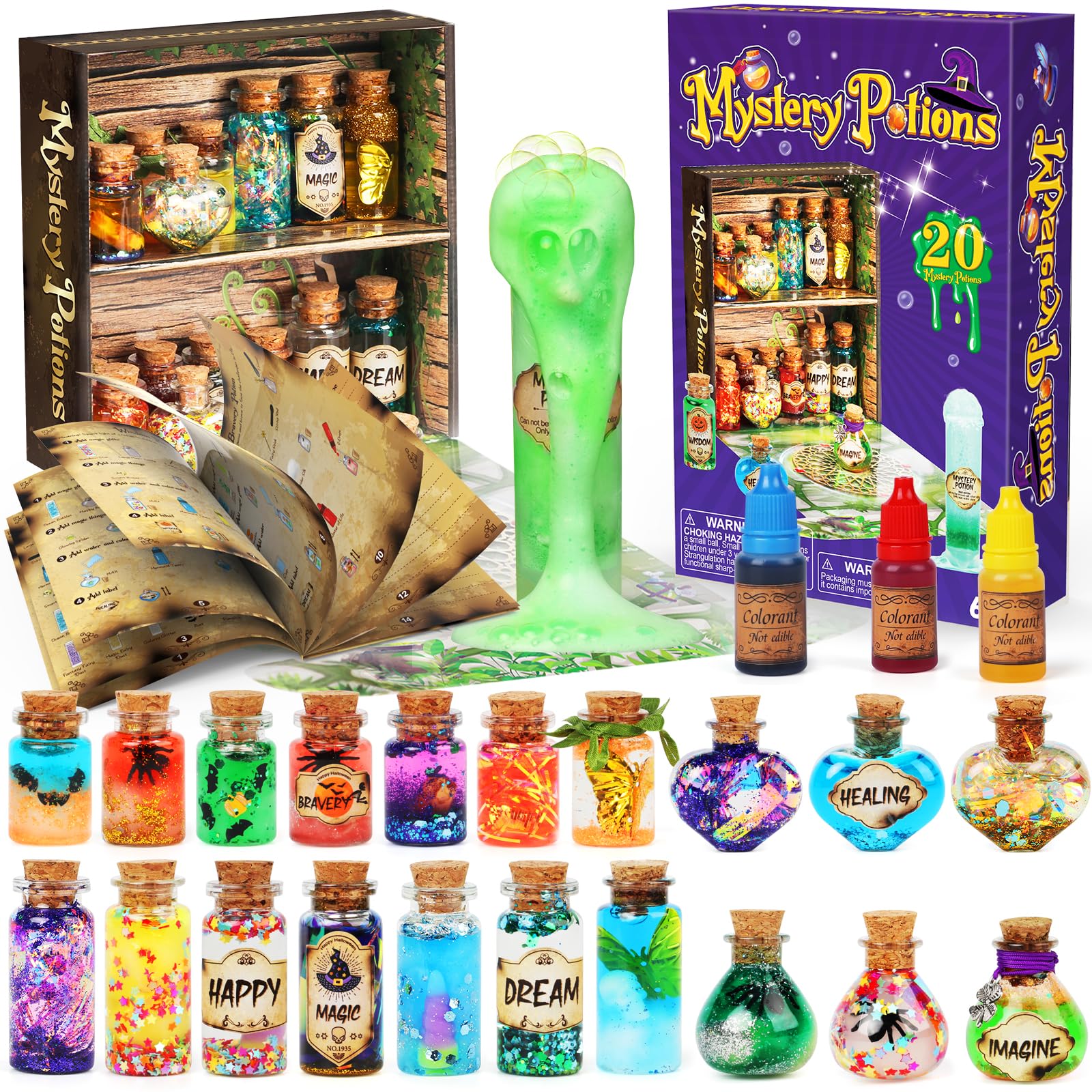 Mystery Potions Potion Kit for Kids, 20 Magic Mix Wizard Potion Bottles, Craft Toys Creative Birthday Christmas Gifts for Boys & Girls Age 6 7 8 9 10+