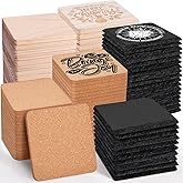89 PCS Square Blank Coasters Bulk for Laser Engraving, MAPRIAL 4 Inch 100% Natural Black Slate Stone, Pine Wood, Cork, Engravable Materials for Engraver, Gifts, Crafts, Wedding