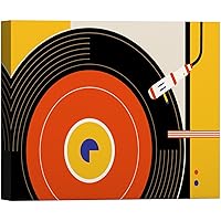 SIGNWIN Canvas Wall Art Retro Vinyl Record Player Turntable with Stylus Music Sound Illustrations Pop Art Vintage Colorful for Living Room, Bedroom, Office - 12x18 inches