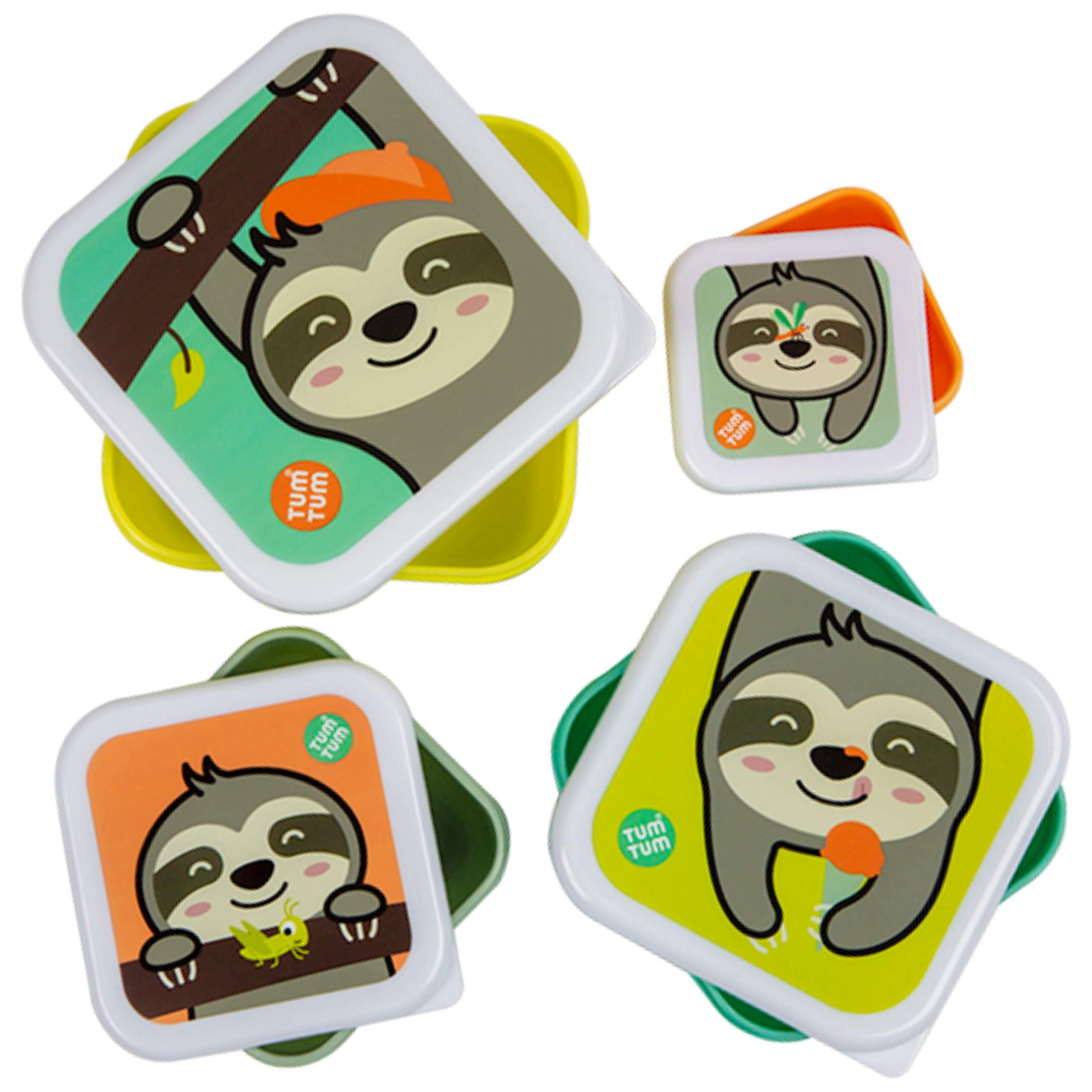 TUM TUM Nesting Snack Pots for Kids, Kids Snack Box Set, BPA Free - Stanley Sloth