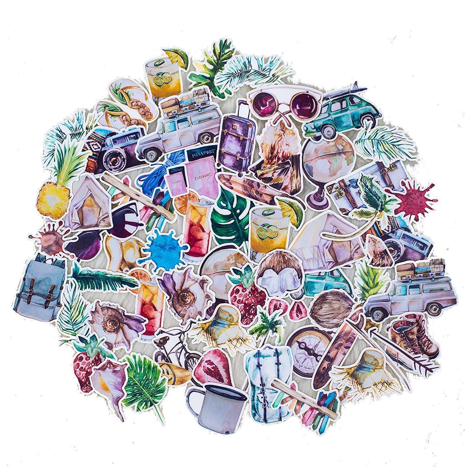 70 Pcs Summer Flowers Stickers for Water Bottle, Laptop, Scrapbook, Journaling - Cute Waterproof Vinyl for Adults Teens