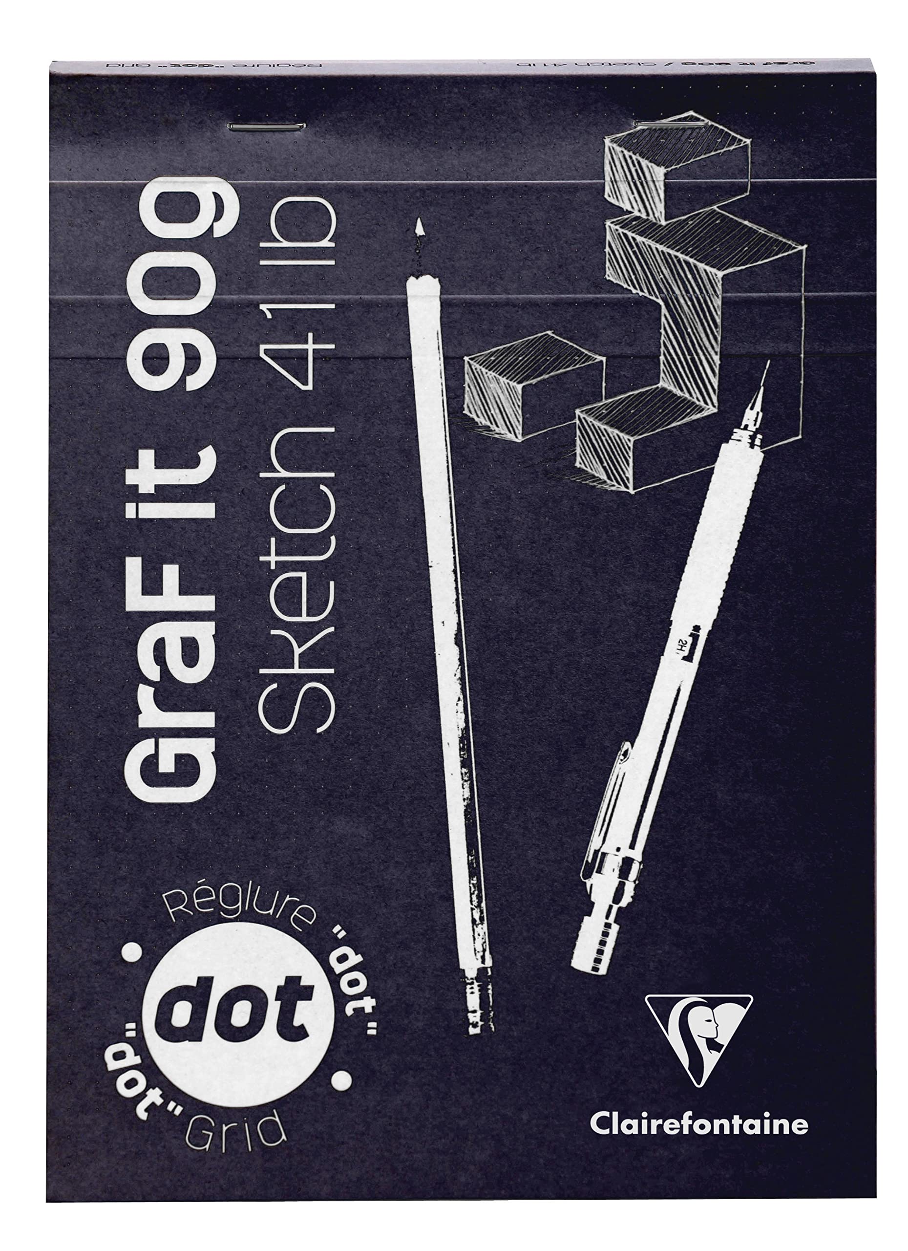 Clairefontaine 96651C Bloc Agrafé GraF'it - 80 Feuilles Papier Dessin Croquis - Réglure pointillés DOT - Feuilles Détachables - A5 14,8x21 cm 90g - Couverture ass Aléatoires - Paquet de 10 blocs