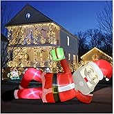 11.8 FT Inflatables Lying Santa Claus Outdoor Decorations, Blow Up Giant Inflatables Sleeping Santa Claus with LED Lights for Eaves Roof Garden Lawn Xmas Winter Party Holiday Indoor & Outdoor Decor
