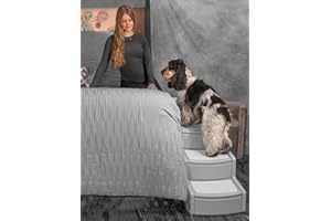 PET GEAR INC Pet Gear Easy Step IV Pet Stairs, 4 Step for Cats/Dogs, Removable Washable Carpet Treads, for Pets Up to 150lbs, No Tools Required, Fog
