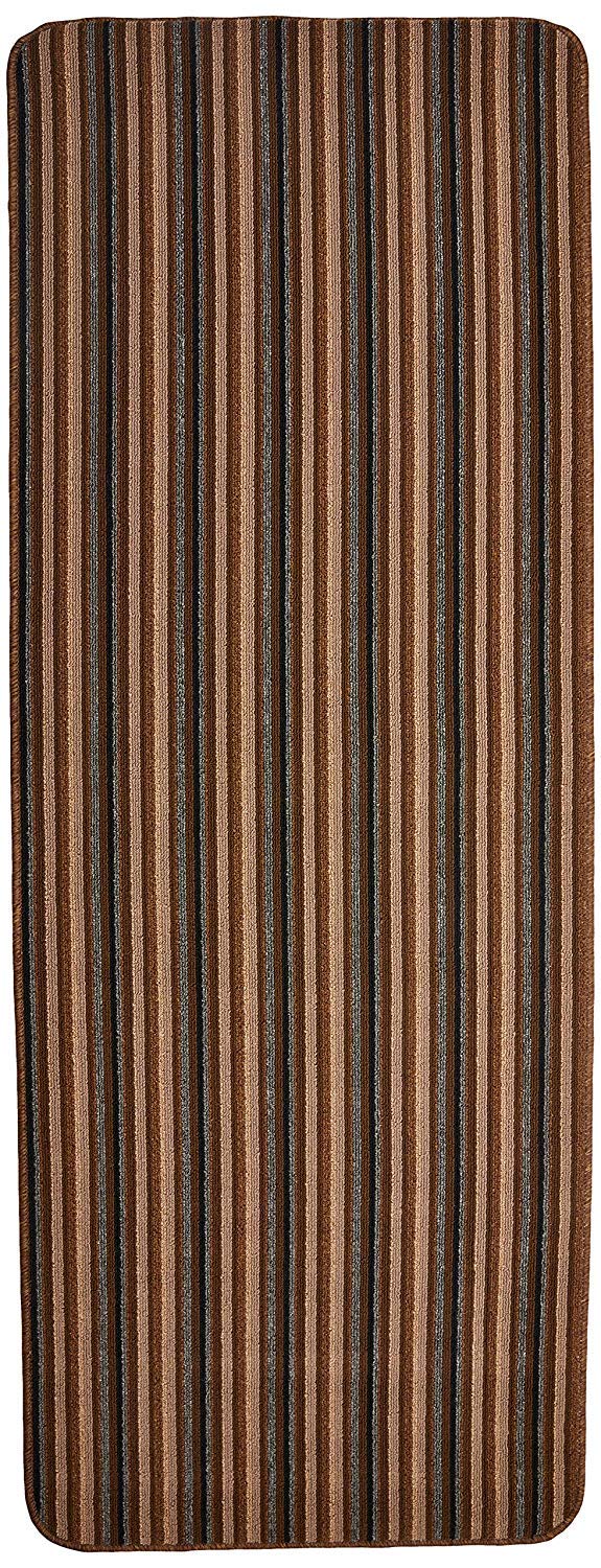 Dandy by William Armes, Ios Stripe Indoor Washable Extra Long Runner, Chocolate, 240 x 67