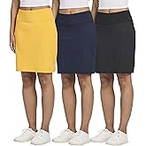 Real Essentials 3 Pack: Women's 20" Golf Skirts Knee Length Skorts Athletic Long Active Casual Pockets (Available in Plus)