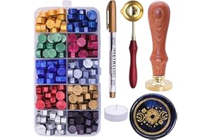 SWANGSA Sun and Moon Wax Seal Stamp Kit, Sealing Wax Stamp with 200pcs Sealing Wax Beads, Great for Embellishment of Invitations, Wine Packages, Gift Idea