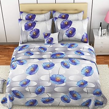 Mafatlal Mayfair Series, Pure Cotton Soft Finish Easy to Wash 144 TC Premium Bedsheets for Double Bed with 2 Pillow Covers, King Size Bedding Set Combo (Sapphire)