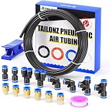 Tailonz Pneumatic PU Air Hose Kit 10mm OD 6.5mm ID 10m Black