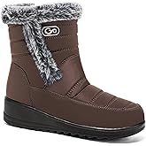 HARENCE Womens Winter Boots Comfort Snow Warm Fur Lined Outdoor Waterproof