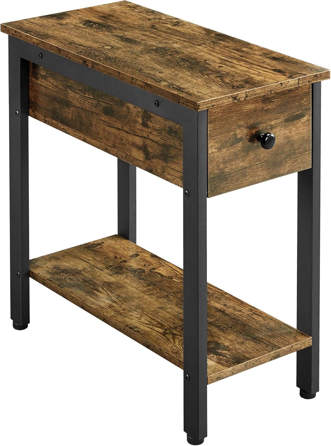 Amazon Com Yaheetech 2 Tier Narrow Side Table With Drawer Open Shelf End Sofa Nightstand Table With Stoarge Wood Look Accent Table For Living Room Rustic Brown Furniture Decor
