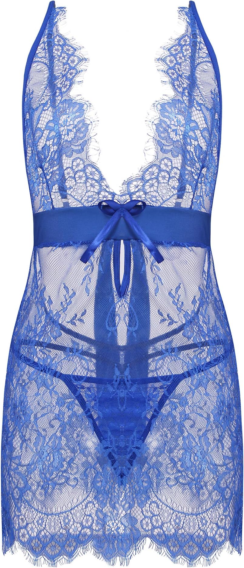 Giorzio Babydoll Sexy Lingerie for Women Lace Nightwear Sleepwear Set Blue,S
