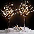 TW SHINE 2 Pack Lighted Birch Tree, 4 FT Total 96 LED Pre-lit Artificial Christmas Trees for Thanksgiving Christmas Decorations Indoor Outdoor Home Festival Wedding Party, Warm White