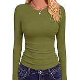 GAYHAY Ribbed Long Sleeve Shirts for Women Fitted Underscrub Fall Outfits | Slim Fashion Tops, Casual Basic Tees, Winter Layering Soft Clothes, Cute Compression Undershirt, Casual Work Streetwear