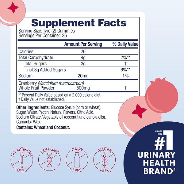 AZO CRANBERRY URINARY TRACT HEALTH GUMMIES DIETARY SUPPLEMENT, 2 GUMMIES = 1 GLASS OF CRANBERRY JUICE, HELPS CLEANSE & PROTECT, NATURAL BERRYLICIOUS FLAVOR, NON-GMO, 72 GUMMIES