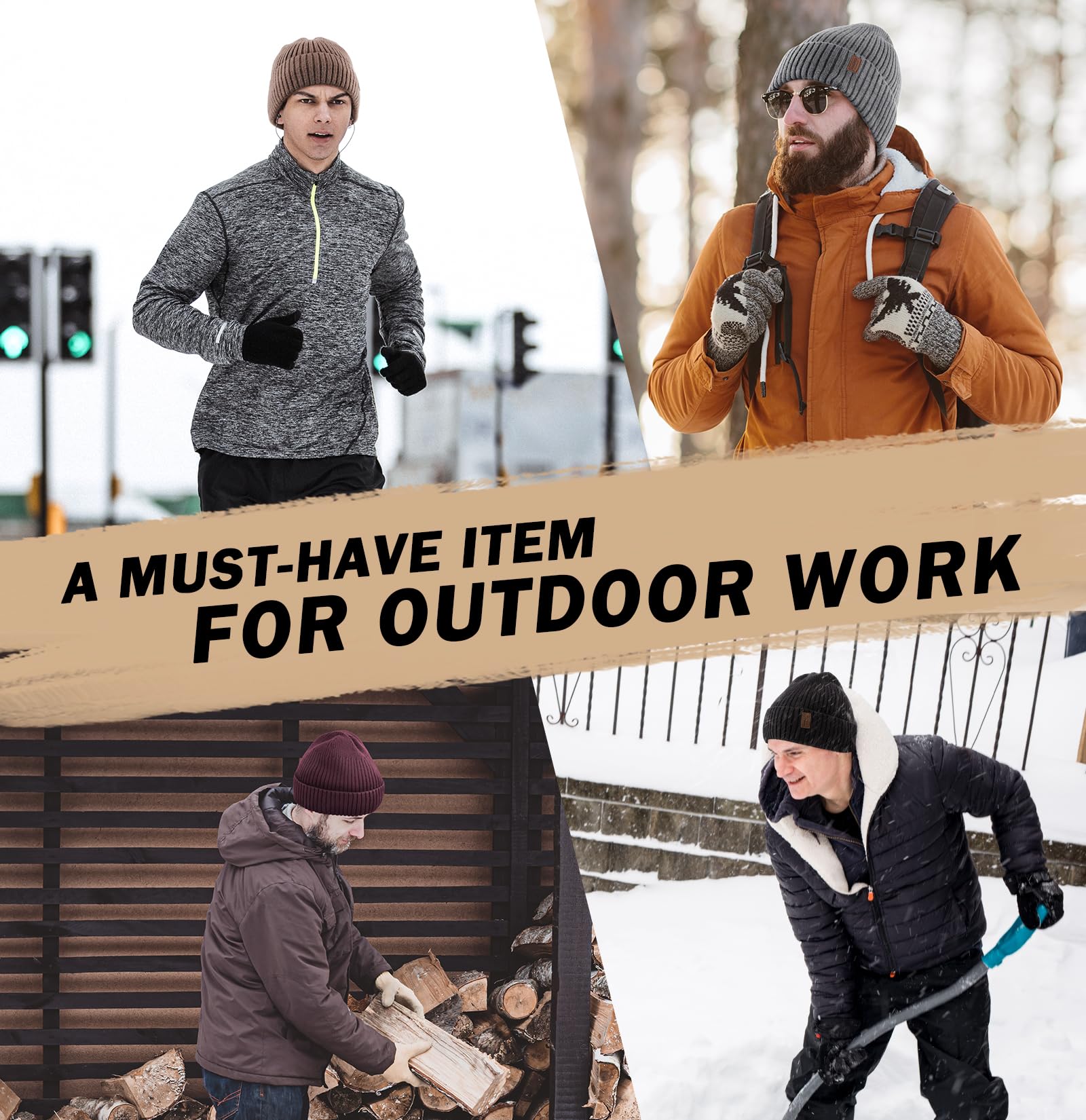 Wmcaps Warm Beanie for Men Women, Fleece Lined Beanie Warm Winter Caps Unisex Fashion Knit Cuffed Cap