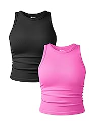 OQQ Women's 2 Piece Tank Tops Crew Neck Sleeveless