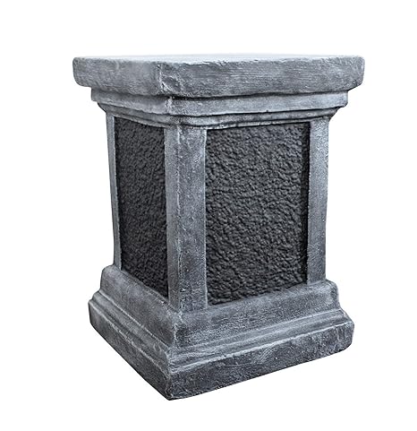 Tiefes Kunsthandwerk Säule in Schwarz/Schiefergrau, Deko Sockel für Haus und Garten, Steinguss Podest für Figuren, frostsiche