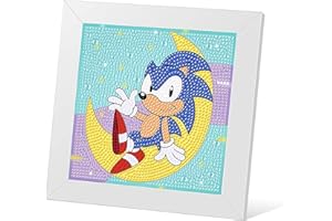 Meothan Sonic Diamond Art Kit for Kids, 5D Sonic Diamond Art Painting Kits, DIY Cute Cartoon Big Gem Art Set for Ages 4-8-12 Girls Boys & Beginner, 7.1x7.1in (with Wooden Frame)
