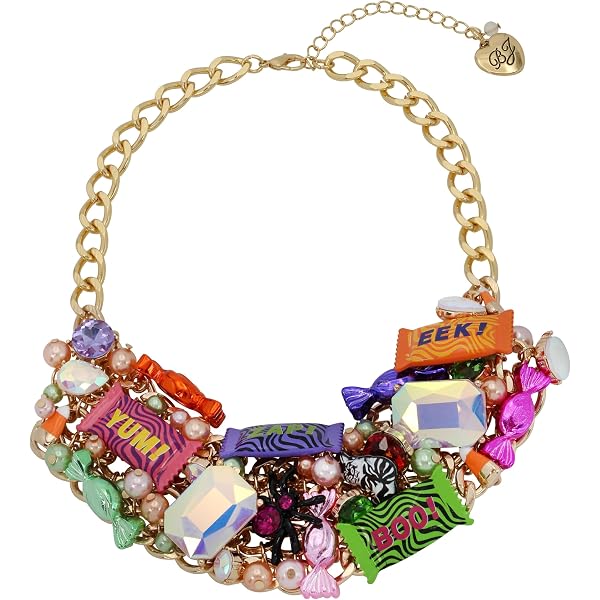 Collier Betsey Johnson Pendentif Cristal Noir Père Noël - Style Festif - Longueur 27"
