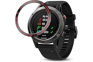 BaiHui Stainless Steel Bezel Ring Compatiable with Garmin Fenix 5/5 Plus Bezel Ring Adhesive Cover Anti Scratch & Collision Protector for Garmin Watch Accessory (Black - Not Fit Fenix 5X / 5S)