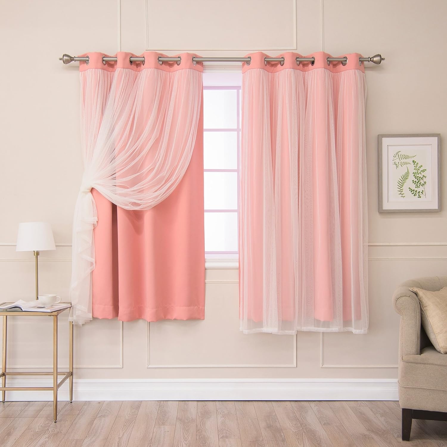 Amazon Com Ph 2 Piece Coral Pink Curtains 2 Panel 52 W X 63 L