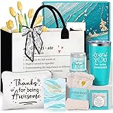 Suhctuptx Thank You Gifts for Women, Employee Appreciation Gifts, Appreciation Gift for Coworkers Teachers Employees, Gratitude Basket with Canvas Tote Bag Thank You for Being Awesome Tumbler