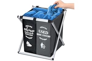 Mubozest Shoe cover dispenser，Fodable shoes covers，Shoe cover box ，Shoe cover storage for indoors open House Supplies，House indoor guest supplies（Black，Gray）