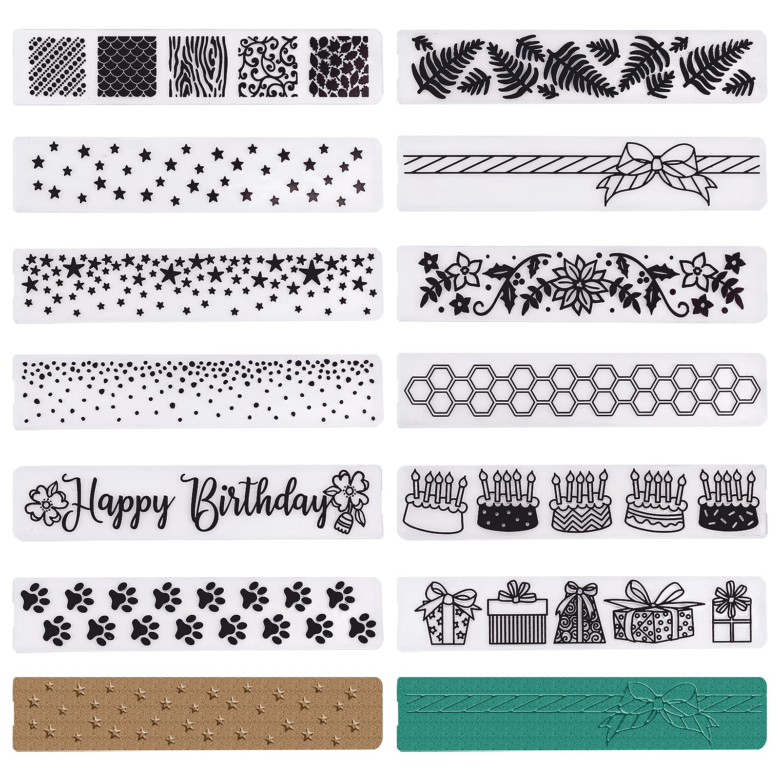 GLOBLELAND 12pcs Rectangle Baking Embossing Decoration Plastic Embossing Folders Plastic Templates templates Tools for DIY Craft Scrapbooking Photo Album Card Decoration
