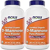 NOW Foods Pure, Organic D-Mannose 10 oz Powder (Pack of 2) - Bladder Cleanse and Urinary Tract Health Supplement - Non-GMO - Vegan Friendly - 2000mg / 2 Grams per Serving