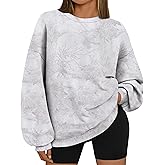 TERIVEEK Camo Sweatshirt for Women Mens Oversized Fleece Maple Leaf Print Hoodies Camouflage Crewneck Long Sleeve Pullovers
