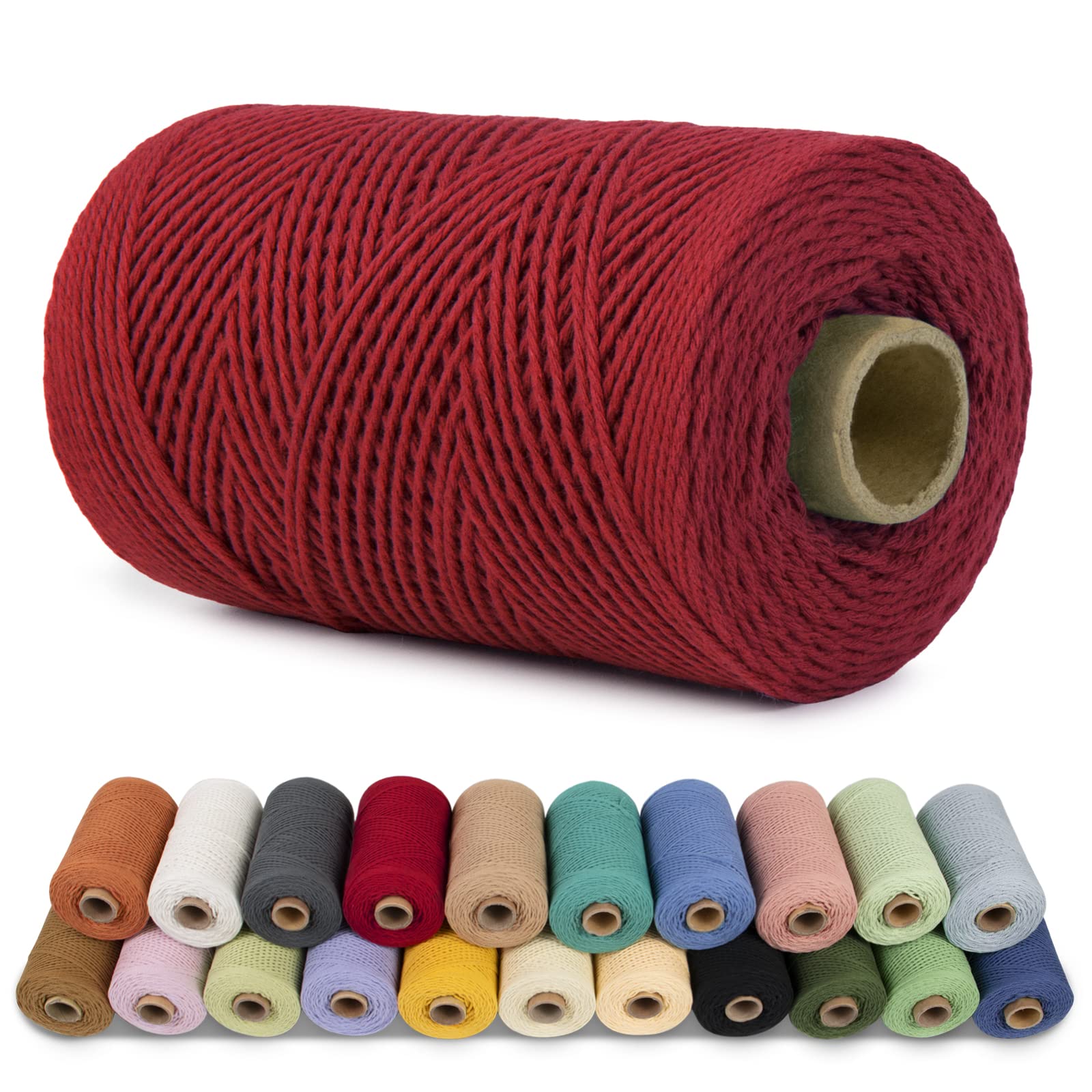 LEREATI Macrame Cord 1mm x 200m, 3 Strand Twisted Cotton Cord, Macrame Yarn for Wall Hanging, Knitting, Beading, Gift Wrapping, DIY Crafts, Decoration (Red) — image 1