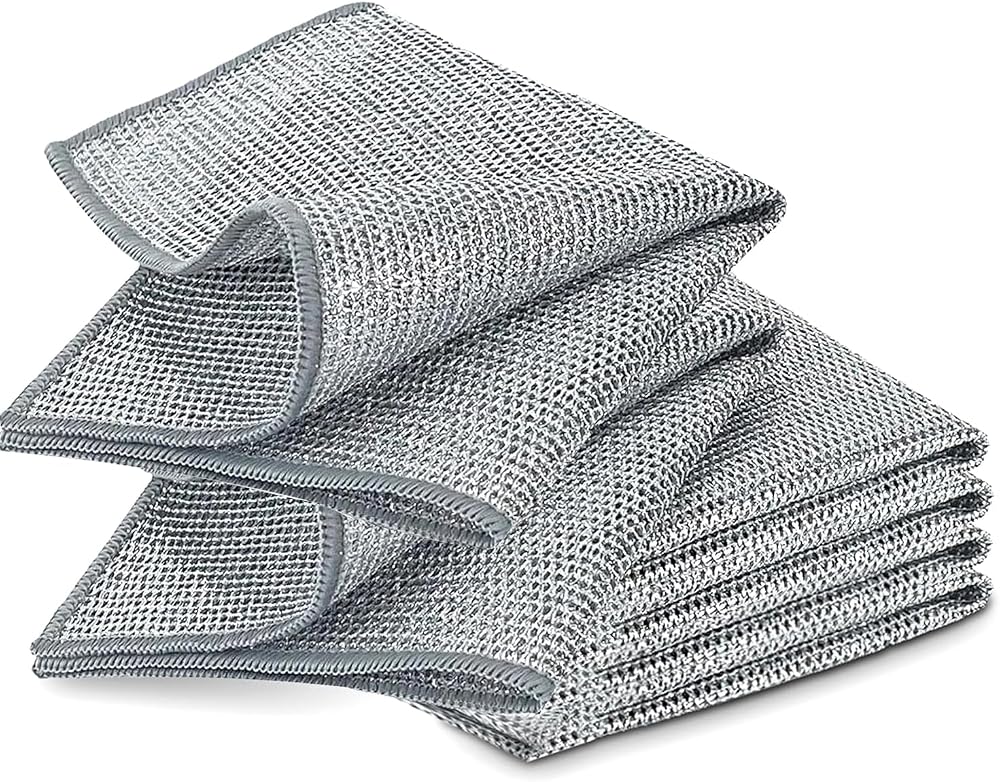 YinQin 6 PCS Double Layer Stainless Steel Scrubber 20x20 cm Non Scratch