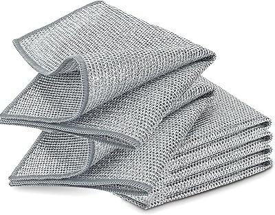 YinQin 6 PCS Double Layer Stainless Steel Scrubber 20x20 cm Non Scratch