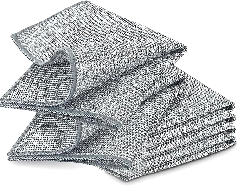 YinQin 6 PCS Double Layer Stainless Steel Scrubber 20x20 cm Non Scratch