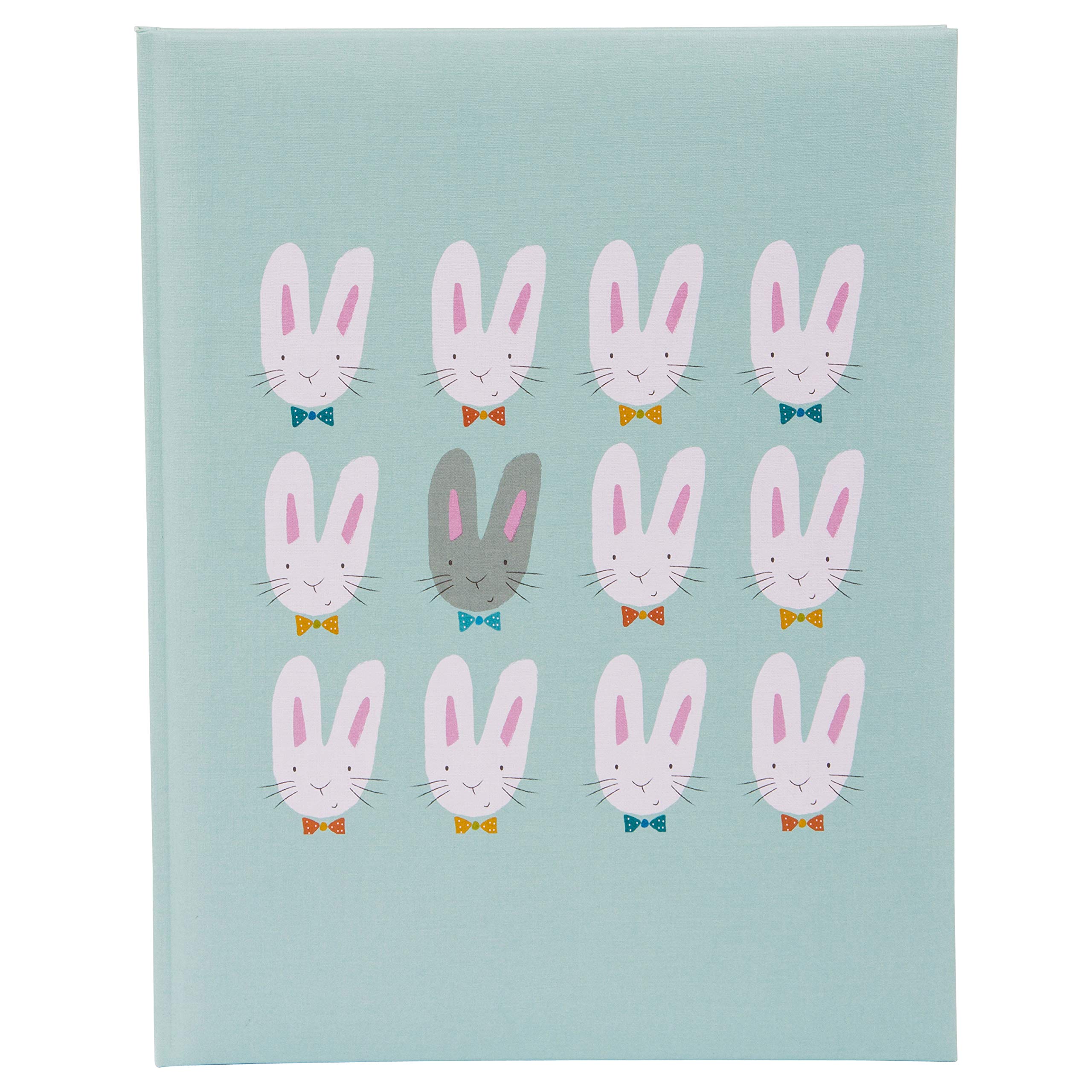 goldbuch Baby Diary Cute Bunnies Book Approx. 21 x 28 cm Diary for a Baby with 44 Illustrated Pages Baby Book with Linen Texture Mint 11 038