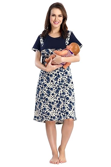 Women Printed Maternity Feeding Nighty