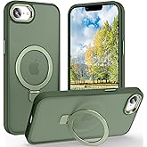 Lufanbis Magnetic for iPhone 16e Case with Ring Stand, [10 FT Drop Protection] [Velvety Touch] Slim Translucent Matte Back Shockproof Phone Case for iPhone 16e 6.1'', Midnight Green