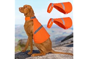 VIZBRITE 2 Pieces Dog Reflective Vest, Orange Dog Hunting Vest for Outdoor, Adjustable Pet Jacket, Soft Pet Safety Clothe for Small Medium Large