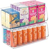 mDesign Modern Stackable Plastic Open Front Dip Extra Large Storage Organizer Bin Basket for Kitchen Organization, Shelf, Cubby, Cabinet, and Pantry Organizing Decor, Ligne Collection - 2 Pack - Clear