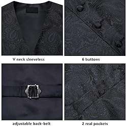 Dubulle Mens Black Paisley Suit Vest and Tie Set