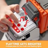 JOYIN Garbage Truck Toy with Light and Sounds Orange 3 Trash Cans view 4