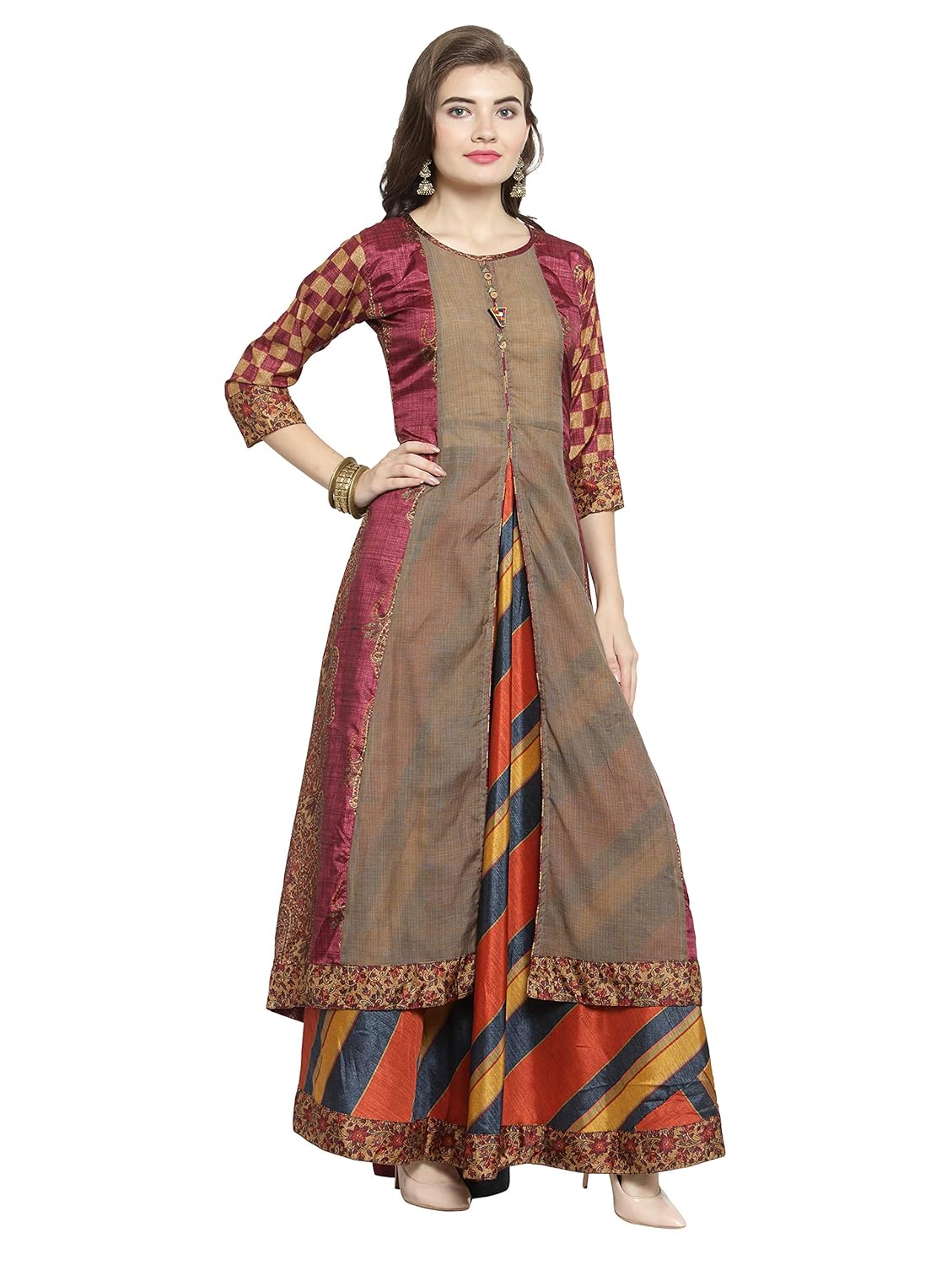 kvsfab georgette paisley print flared dress [kvskr1122mrli]
