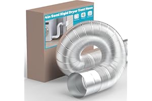 Chiligent 4 Inch Semi Rigid Dryer Vent Hose, Flexible Aluminum Duct with 2 Clamps & Aluminum Foil Tape, 3 Ft, Fit for Clothes